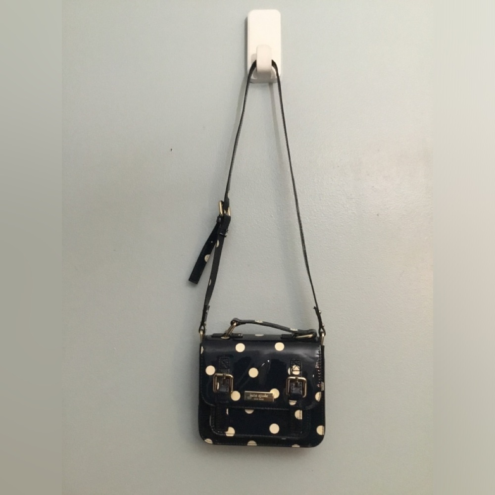 kate spade black Patent Polka Dot Crossbody Bag